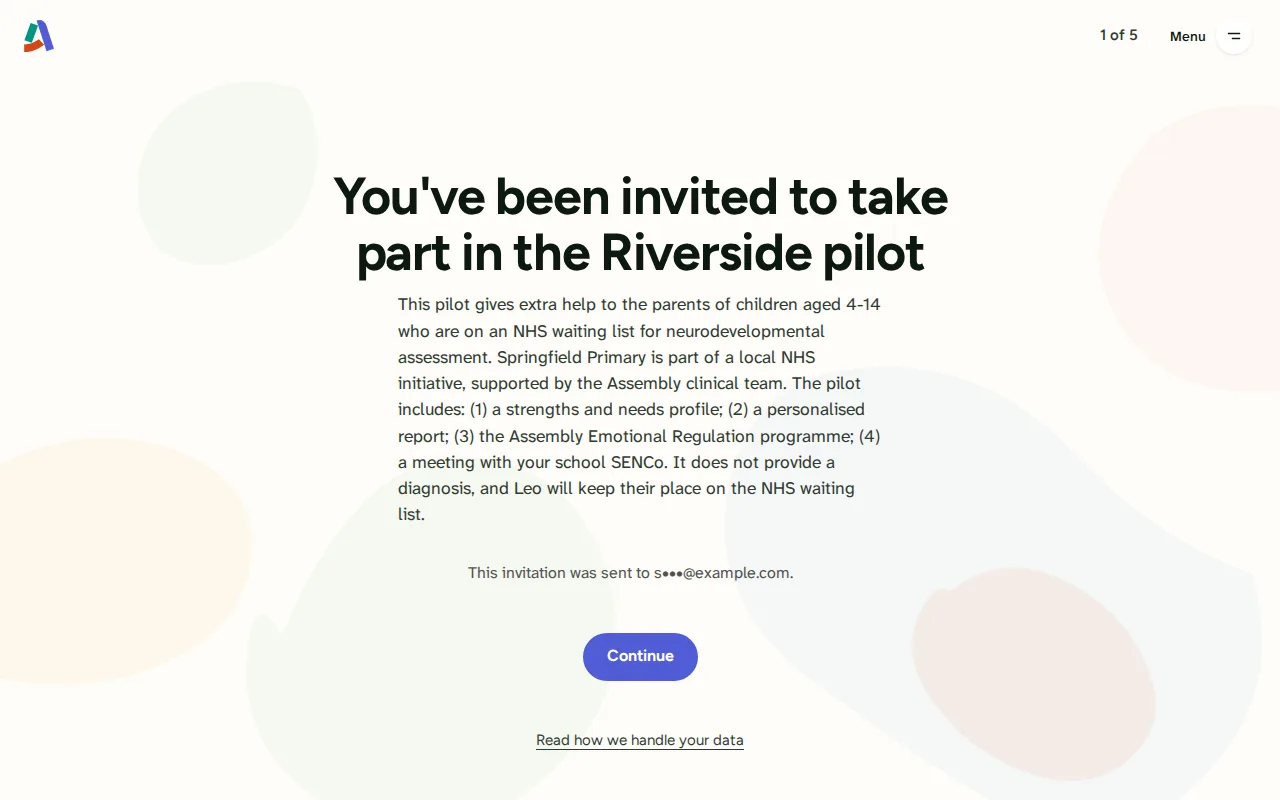 Screenshot: The invitation: the Riverside pilot, and what you'll get