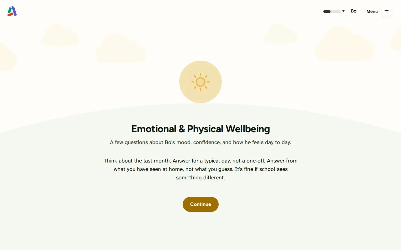 Screenshot: Emotional & Physical Wellbeing