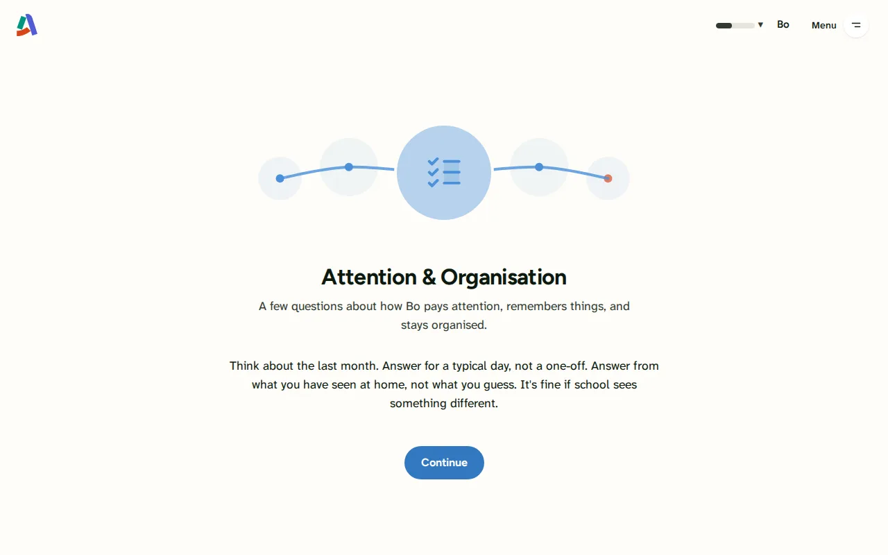 Screenshot: Attention & Organisation