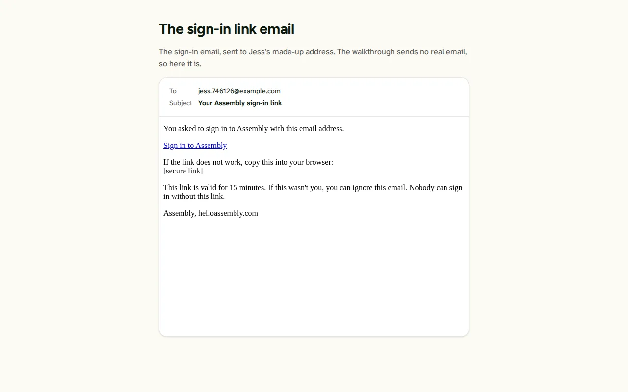 Screenshot: The sign-in link email