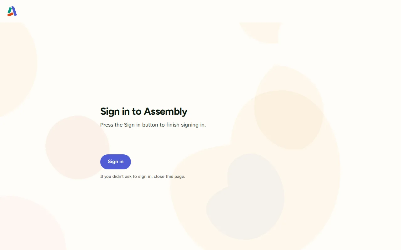 Screenshot: Press to sign in (the link's landing page)