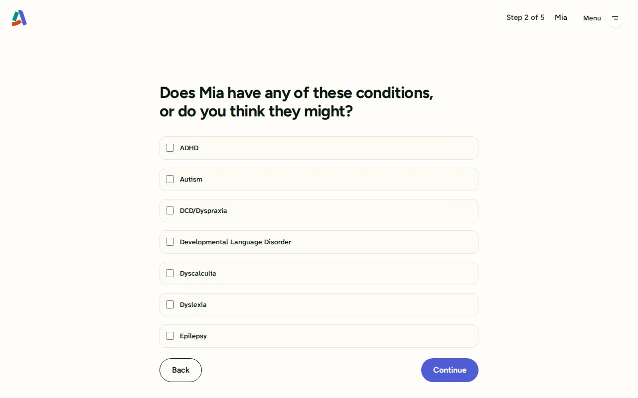 Screenshot: Any diagnoses or assessments?