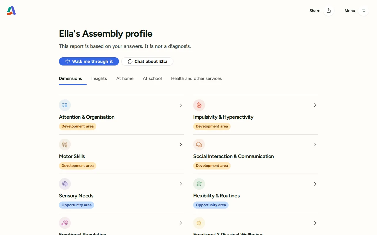 Screenshot: The report