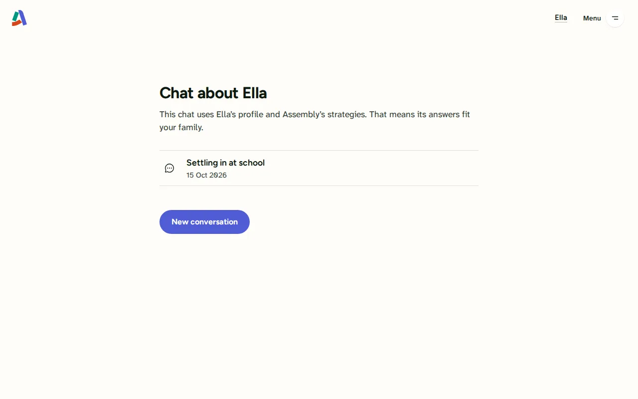 Screenshot: Chat about the child